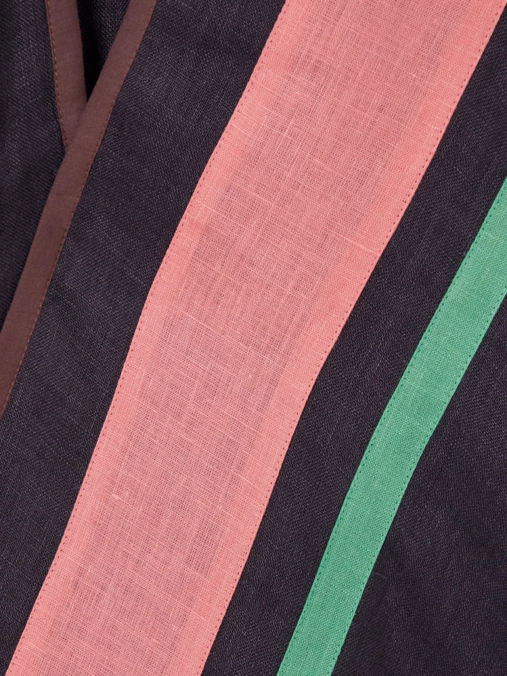 Close-up detail of the Vita Kin Ola Striped Linen Cape