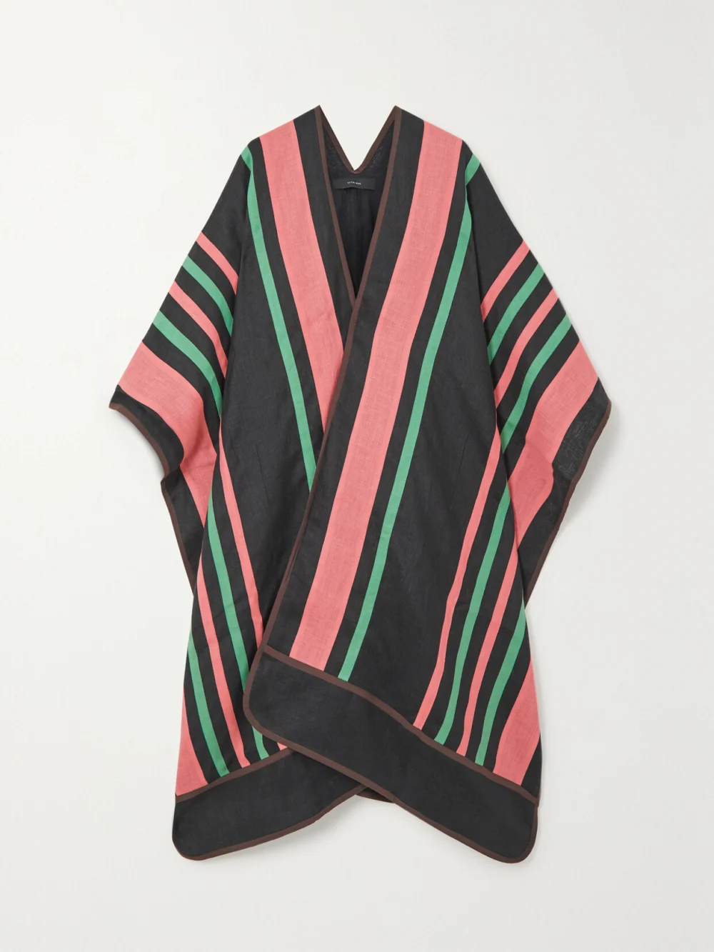 Vita Kin Ola Striped Linen Cape in black