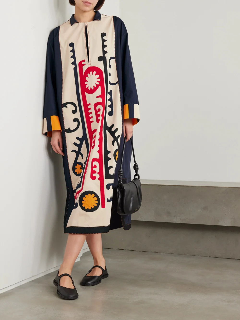 Vita Kin Rafshan Embroidered Cotton-poplin Kaftan, worn by a model