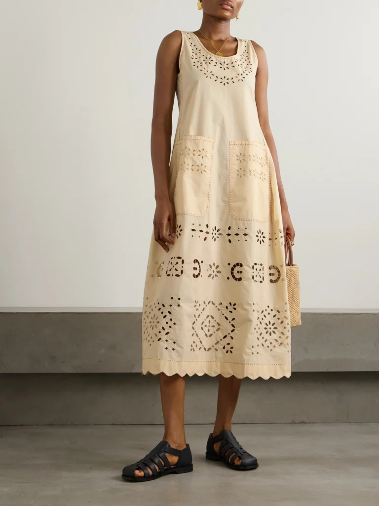 Vita Kin Tina Scalloped Broderie Anglaise Cotton-poplin Midi Dress