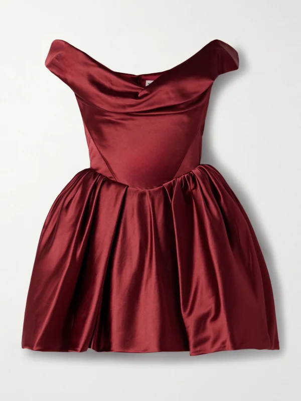 Vivienne Westwood Bagatelle Off-the-shoulder Gathered Duchesse-satin Mini Dress