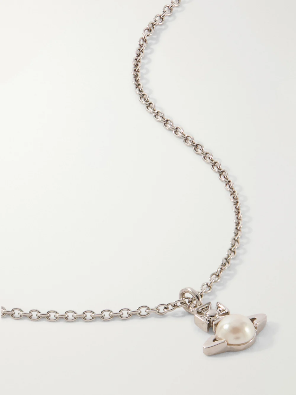 Close-up detail of the Vivienne Westwood Balbina Silver-tone Pendant Necklace