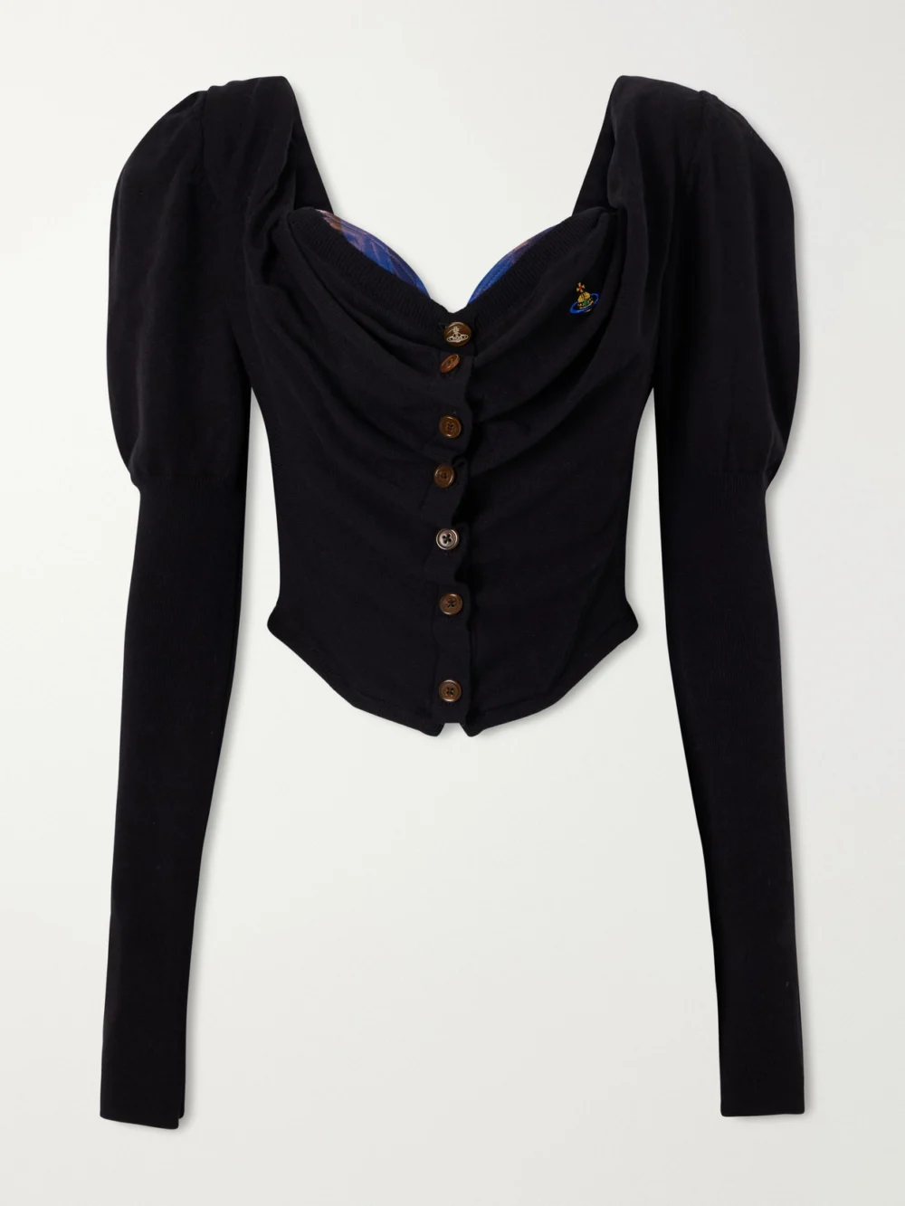 Vivienne Westwood Bea Cotton and Cashmere-blend Bustier Cardigan in black