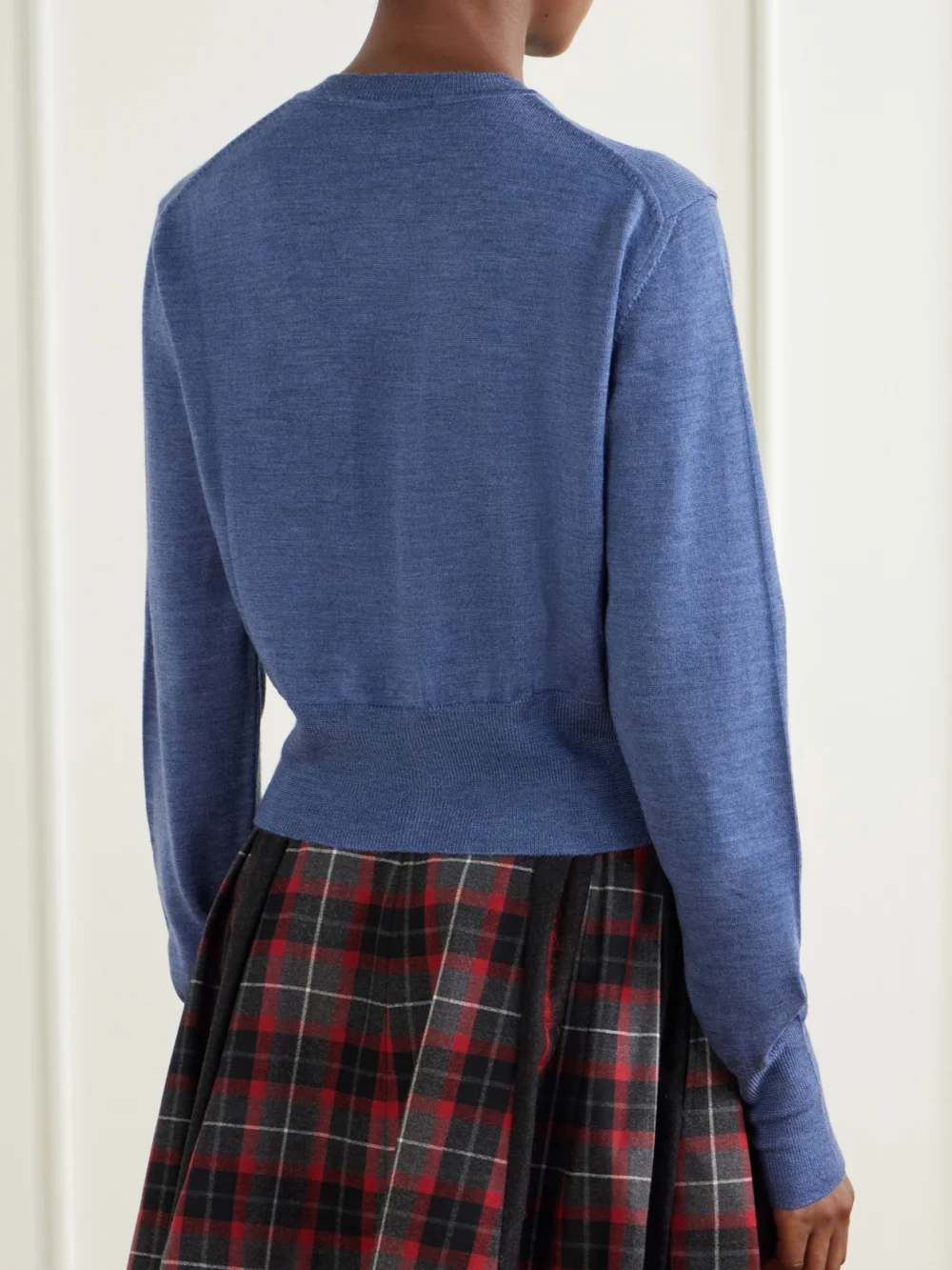 Back view of the Vivienne Westwood Bea Logo-embroidered Wool and Silk-blend Cardigan