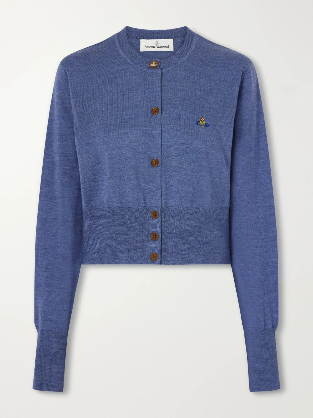 Vivienne Westwood Bea Logo-embroidered Wool and Silk-blend Cardigan in blue