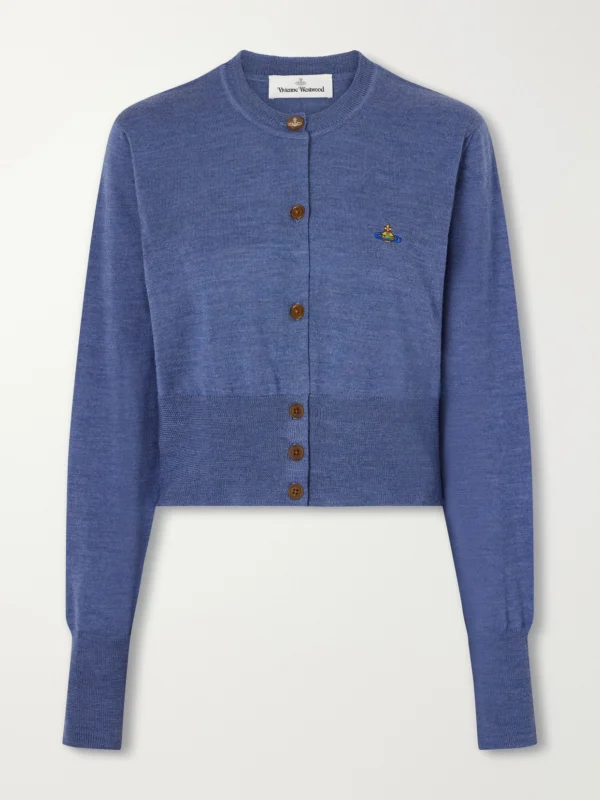 Vivienne Westwood Bea Logo-embroidered Wool and Silk-blend Cardigan