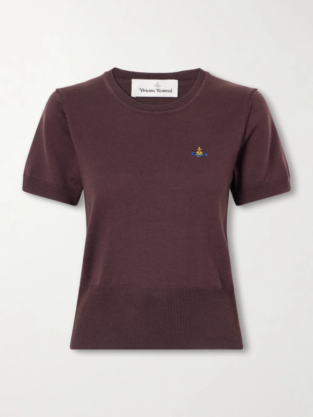 Vivienne Westwood Bea Logo-embroidered Wool T-shirt in chocolate
