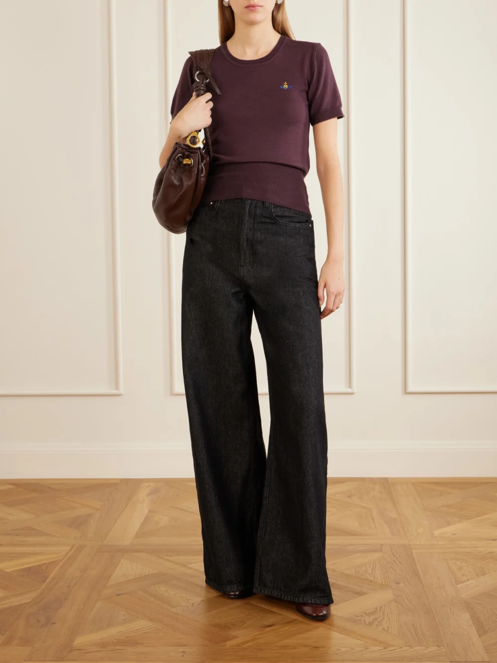 Vivienne Westwood Bea Logo-embroidered Wool T-shirt, worn by a model