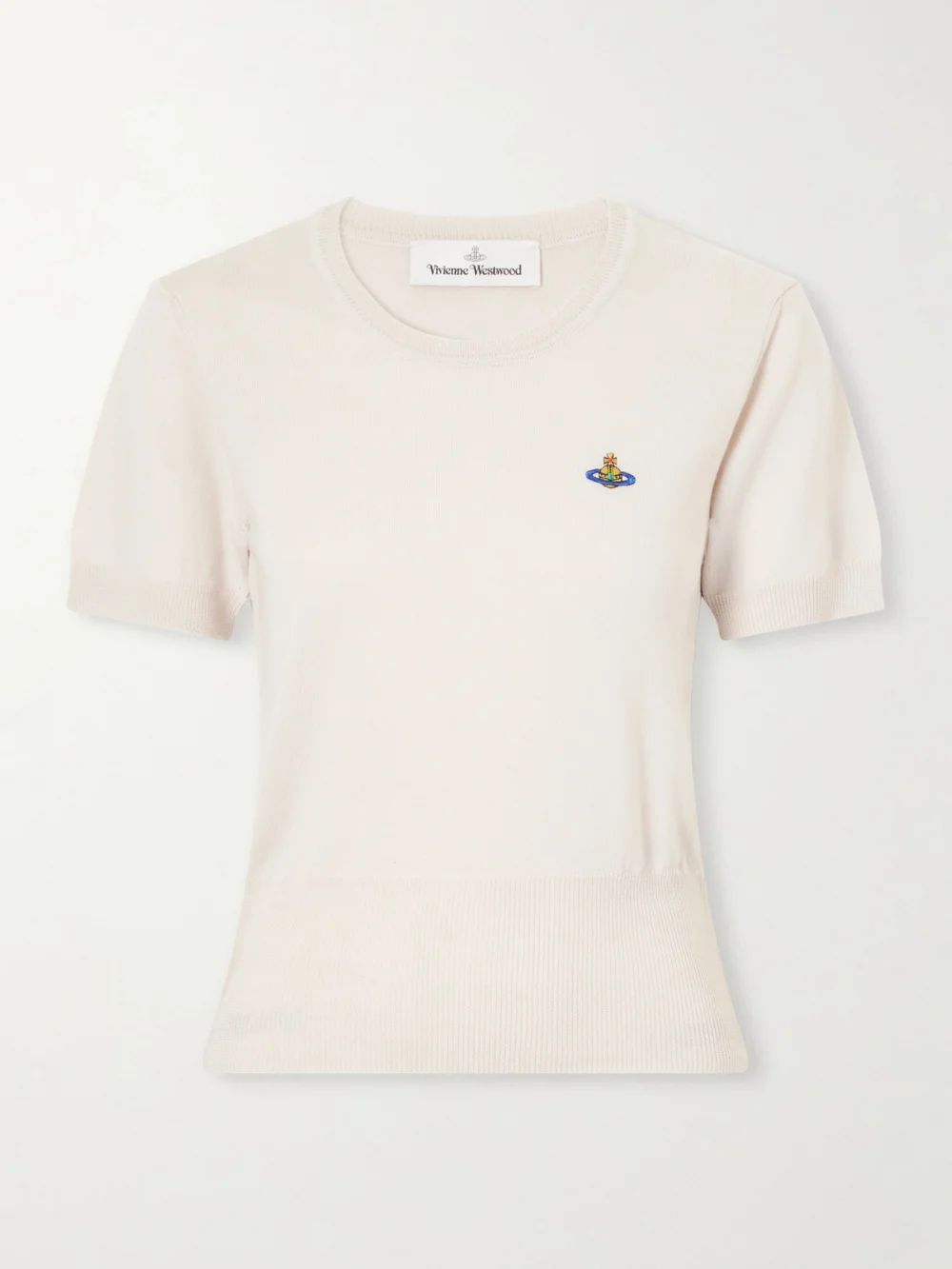 Vivienne Westwood Bea Logo-embroidered Wool T-shirt in gray