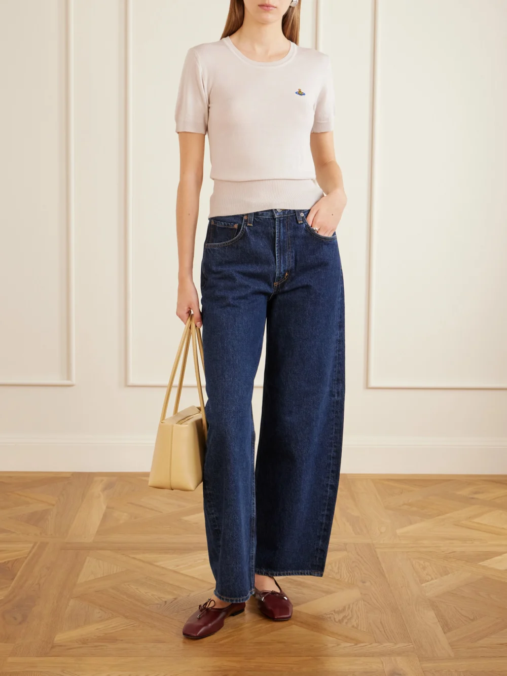 Vivienne Westwood Bea Logo-embroidered Wool T-shirt, worn by a model