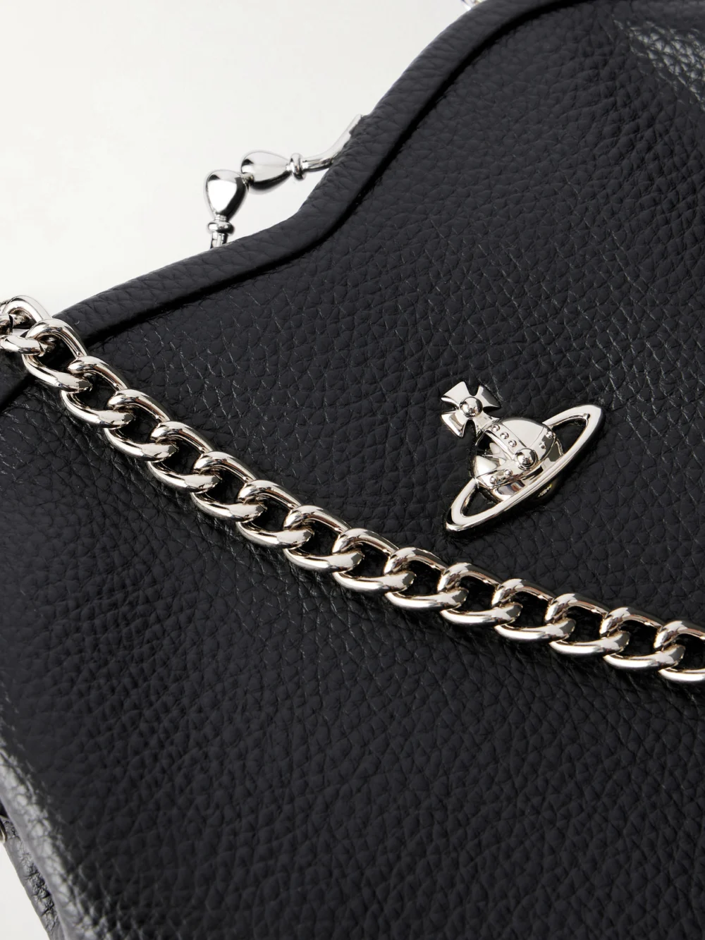 Close-up detail of the Vivienne Westwood Belle Heart Logo-appliquéd Leather-effect Shoulder Bag