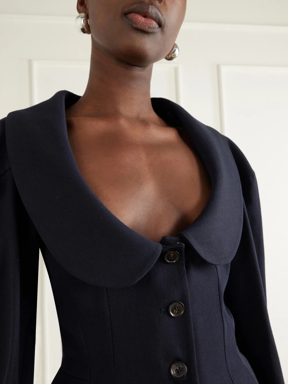 Close-up detail of the Vivienne Westwood Bergere Cotton and Wool-blend Blazer