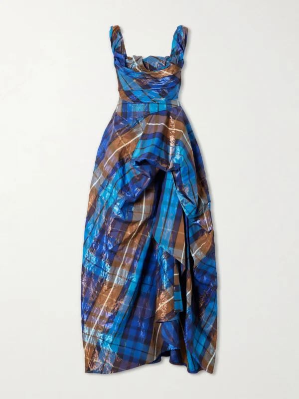 Vivienne Westwood Chichi Asymmetric Checked Organza-cloqué Gown