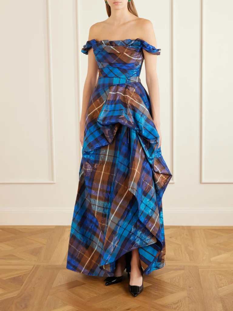 Vivienne Westwood Chichi Asymmetric Checked Organza-cloqué Gown