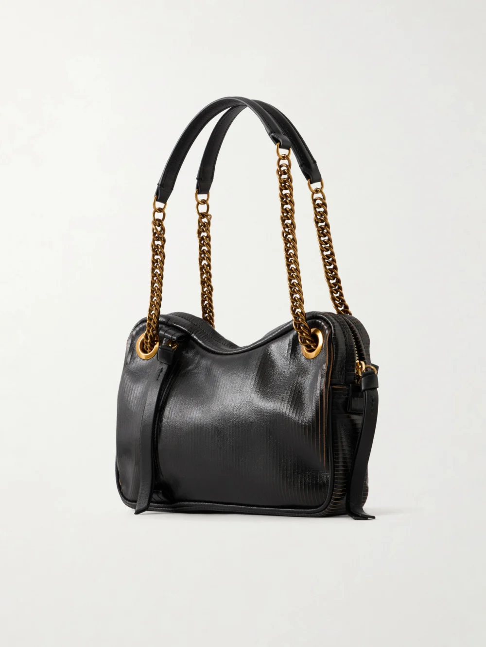 Back view of the Vivienne Westwood Dolce Medium Orb-embellished Textured-leather Shoulder Bag