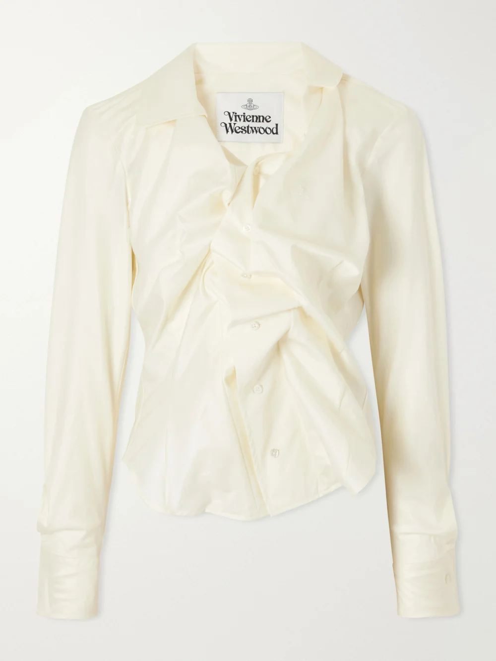 Vivienne Westwood Drunken Draped Cotton-twill Shirt in off-white