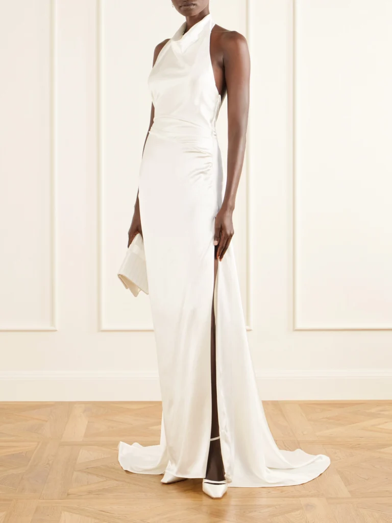 Vivienne Westwood Elisa Gathered Silk-satin Halterneck Gown
