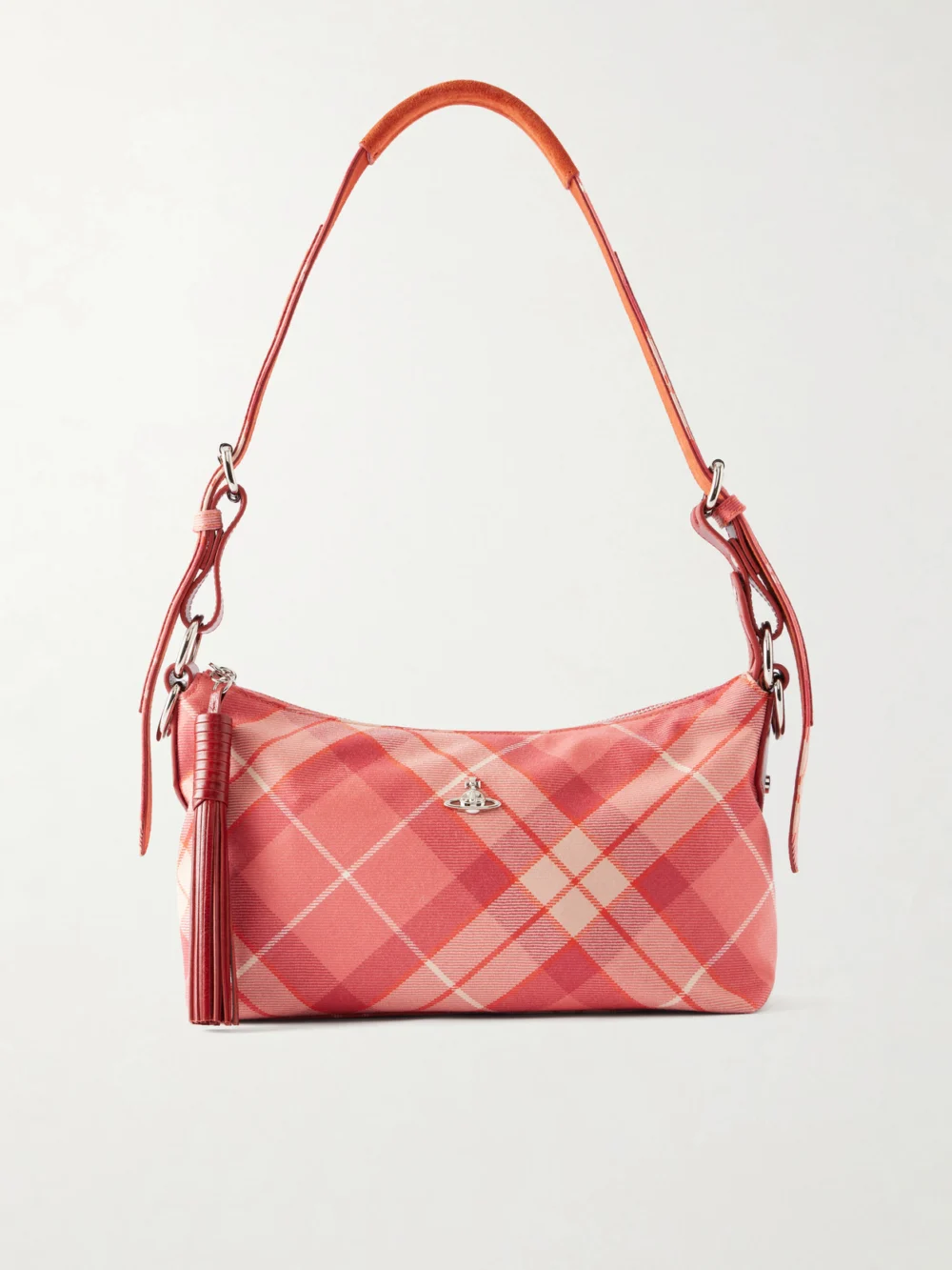 Vivienne Westwood Emma Checked Wool Shoulder Bag in pink