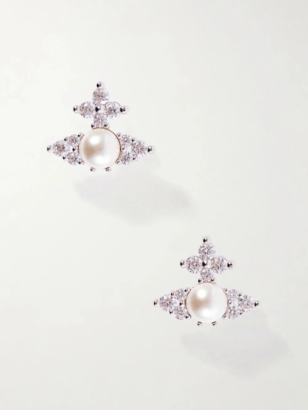Vivienne Westwood Fedora Silver-tone Pearl-effect Crystal Earrings