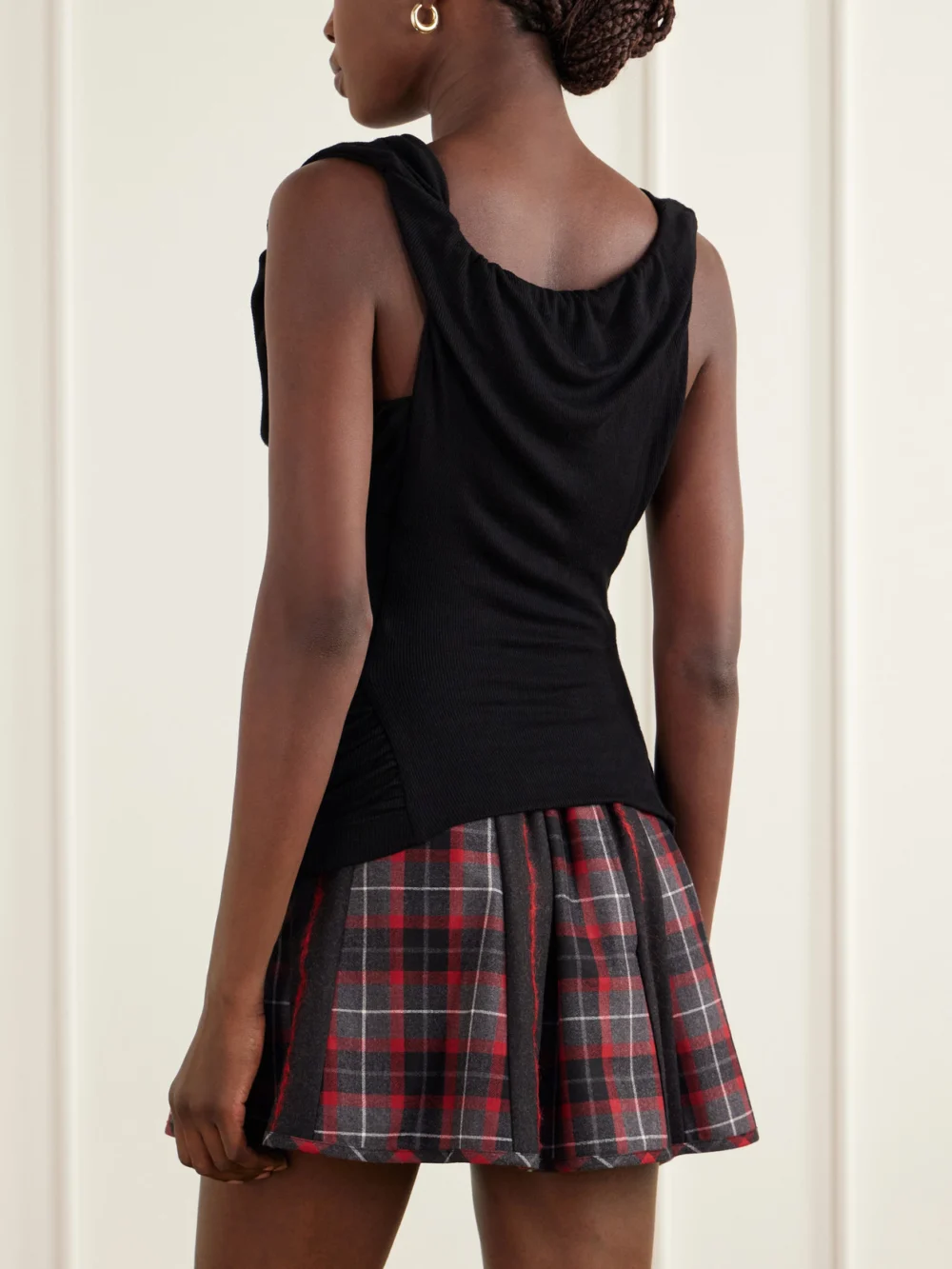 Back view of the Vivienne Westwood Ginnie Gathered Ribbed Jersey Blouse