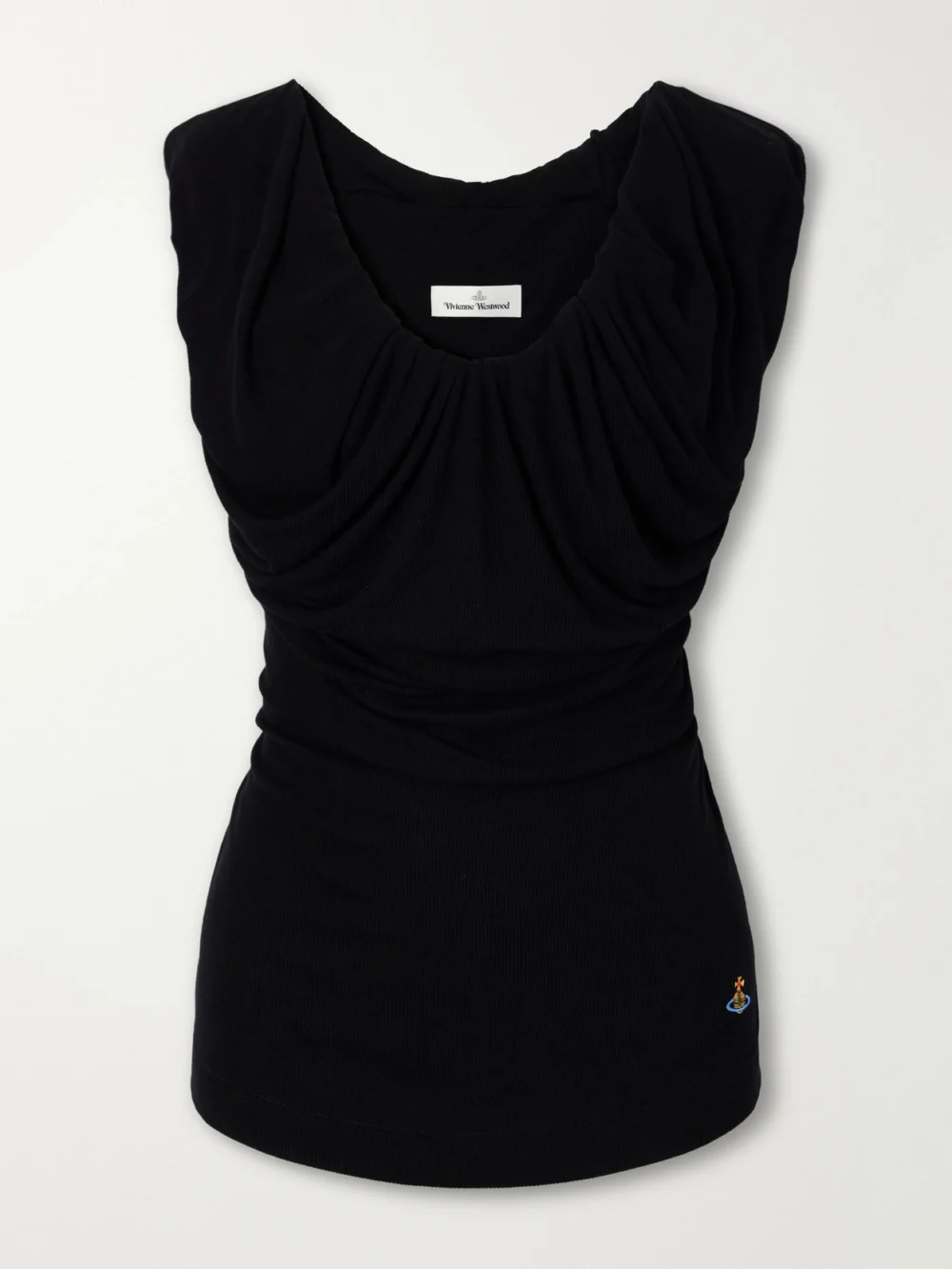 Vivienne Westwood Ginnie Gathered Ribbed Jersey Blouse in black