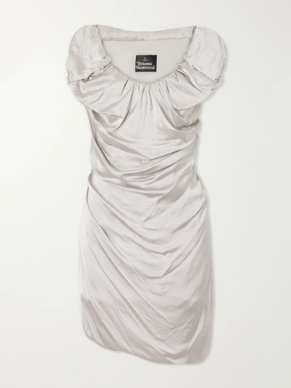 Vivienne Westwood Ginnie Gathered Satin Mini Dress in silver