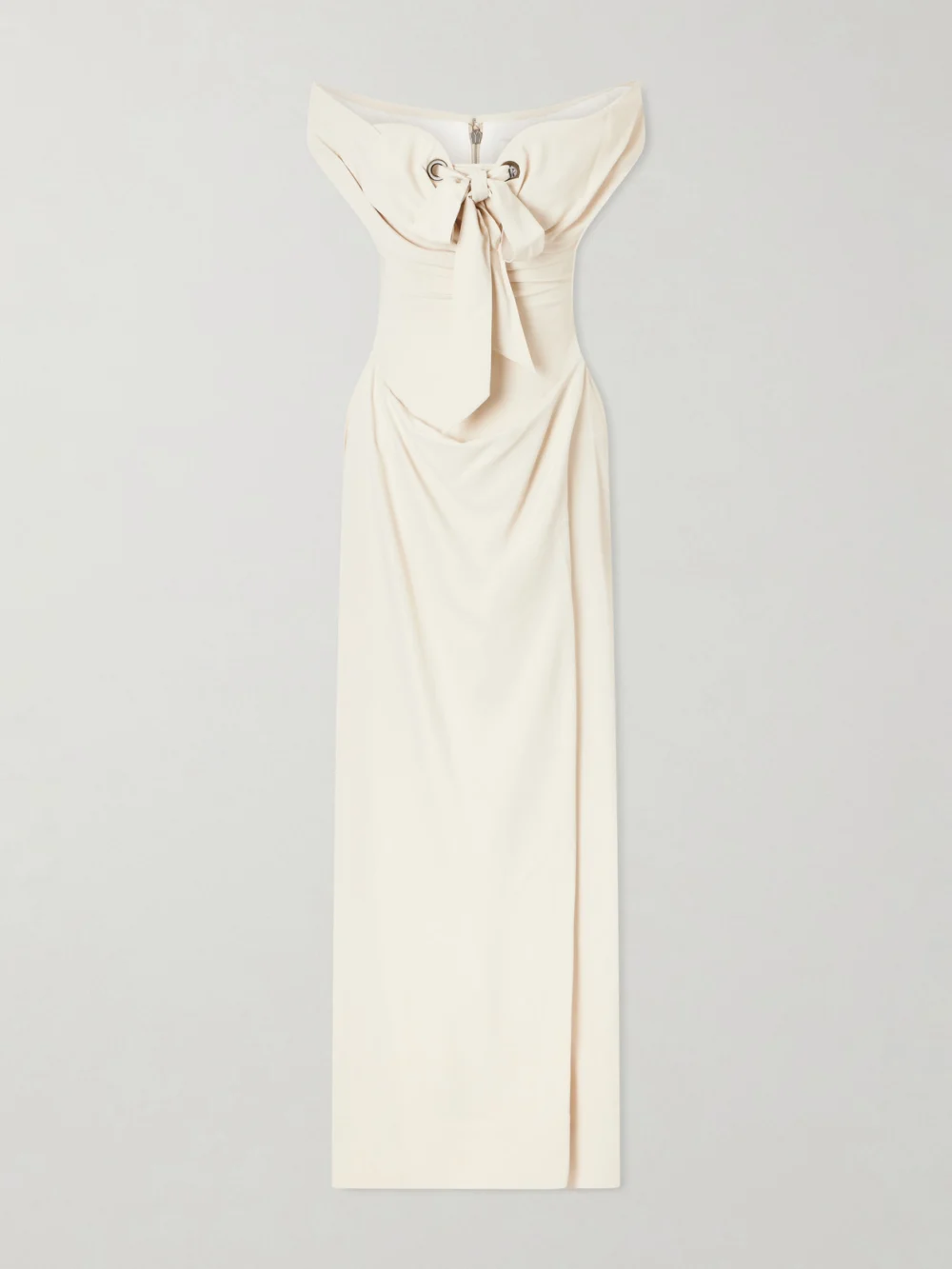 Vivienne Westwood Iwona Off-the-shoulder Bow-detailed Draped Cady Gown in off-white