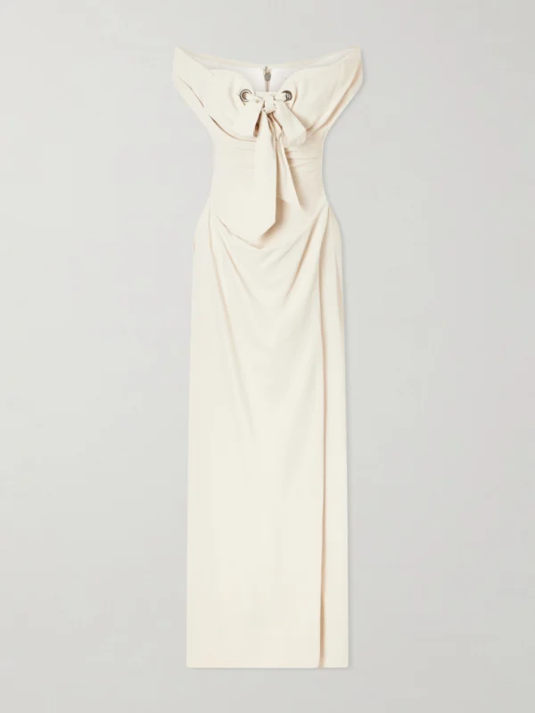 Vivienne Westwood Iwona Off-the-shoulder Bow-detailed Draped Cady Gown