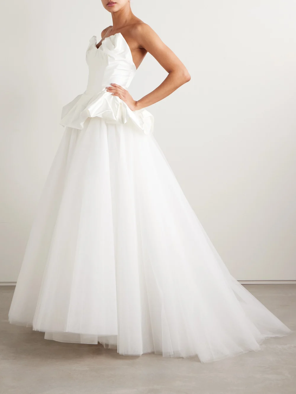 Vivienne Westwood Joe Petticoat Satin-trimmed Tulle and Crinoline Maxi Skirt, worn by a model
