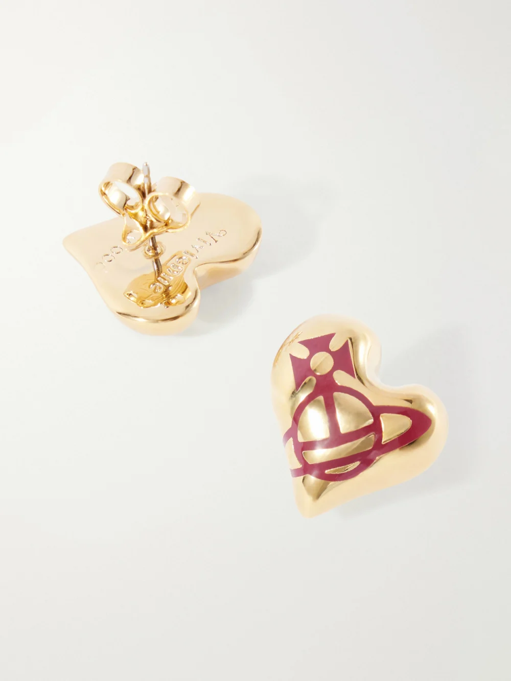 Close-up detail of the Vivienne Westwood Larissa Gold-tone Enamel Earrings