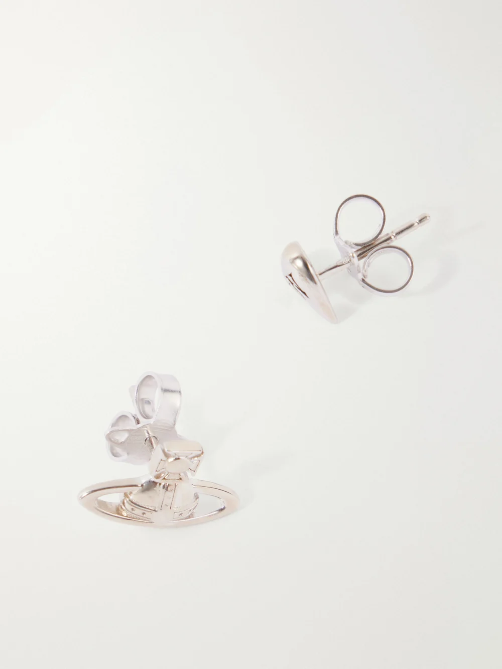 Back view of the Vivienne Westwood Leodaria Logo Sterling Silver Earrings