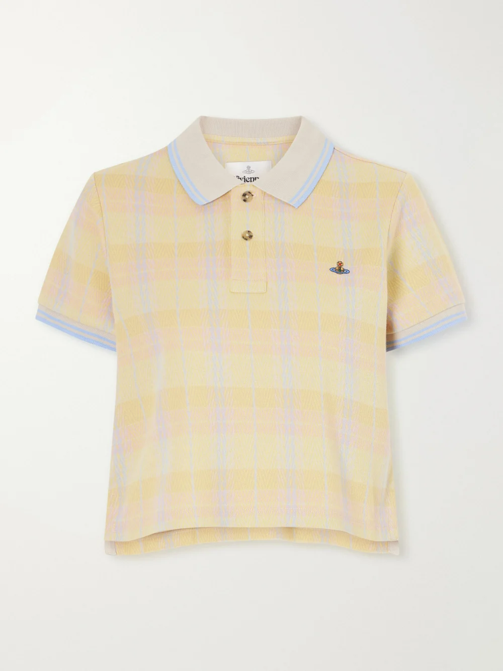 Vivienne Westwood Logo-embroidered Checked Cotton-piqué Polo Shirt in yellow