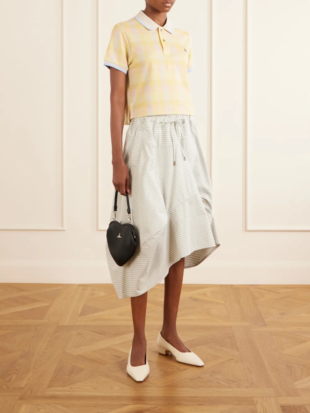 Vivienne Westwood Logo-embroidered Checked Cotton-piqué Polo Shirt, worn by a model