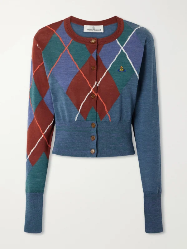 Vivienne Westwood Logo-embroidered Checked Wool and Cotton-blend Cardigan