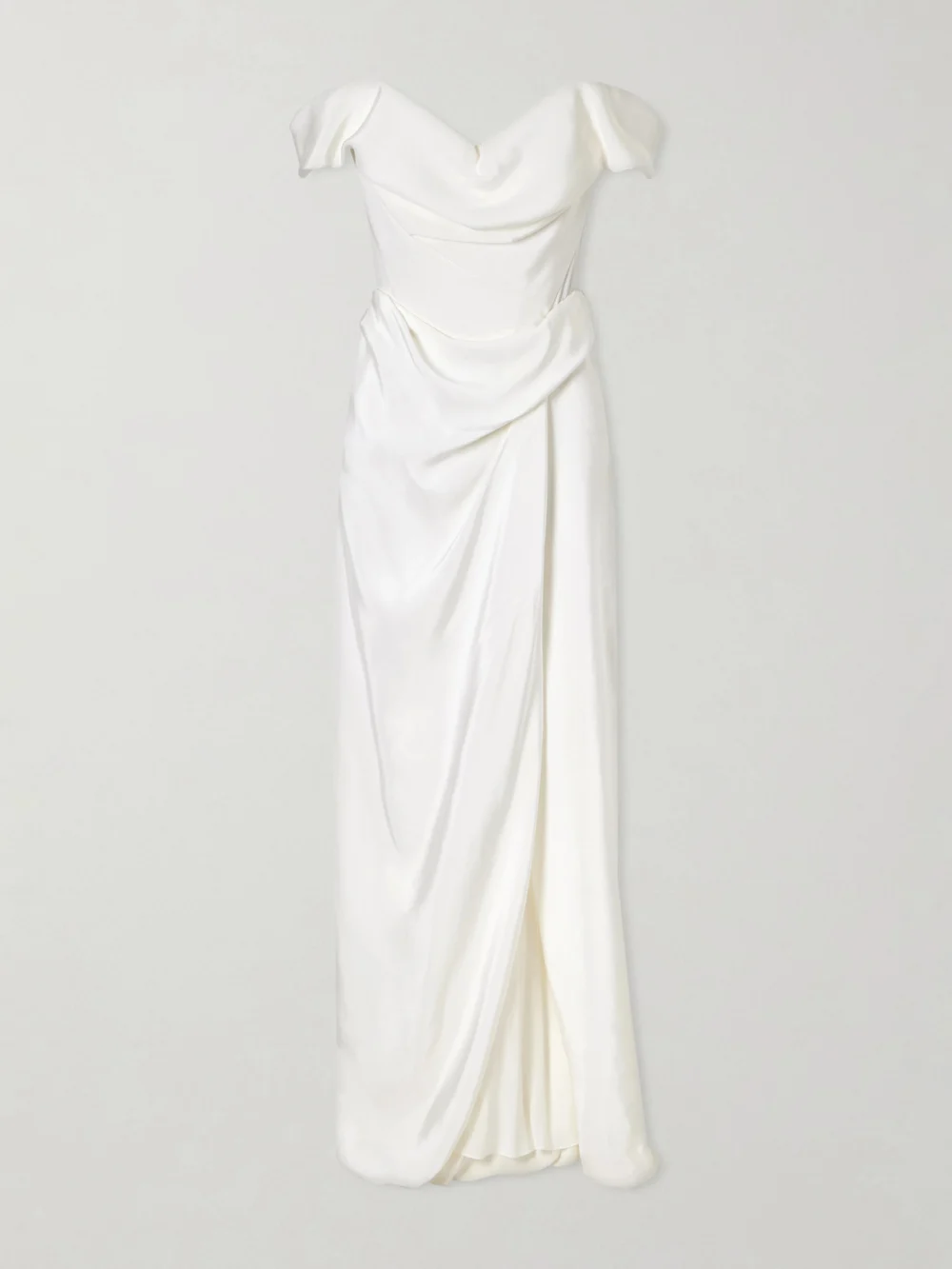 Vivienne Westwood Mabel Off-the-shoulder Draped Silk-cady Gown in white