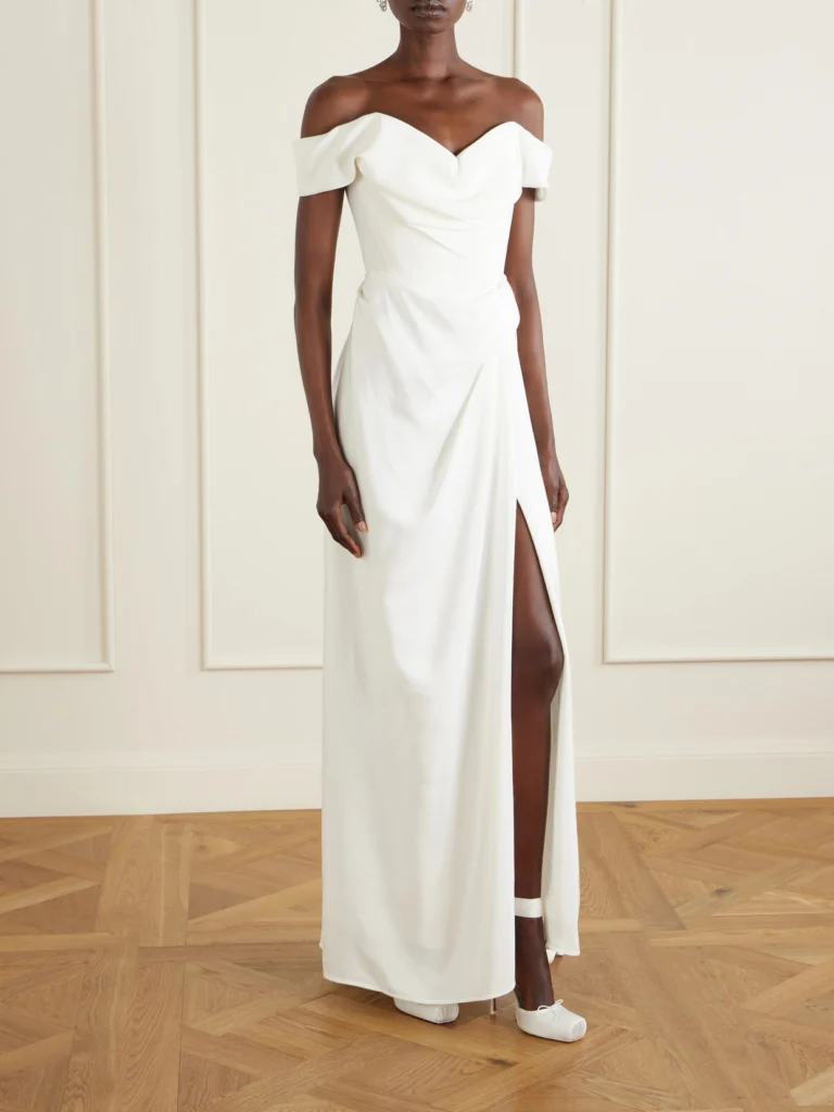 Vivienne Westwood Mabel Off-the-shoulder Draped Silk-cady Gown