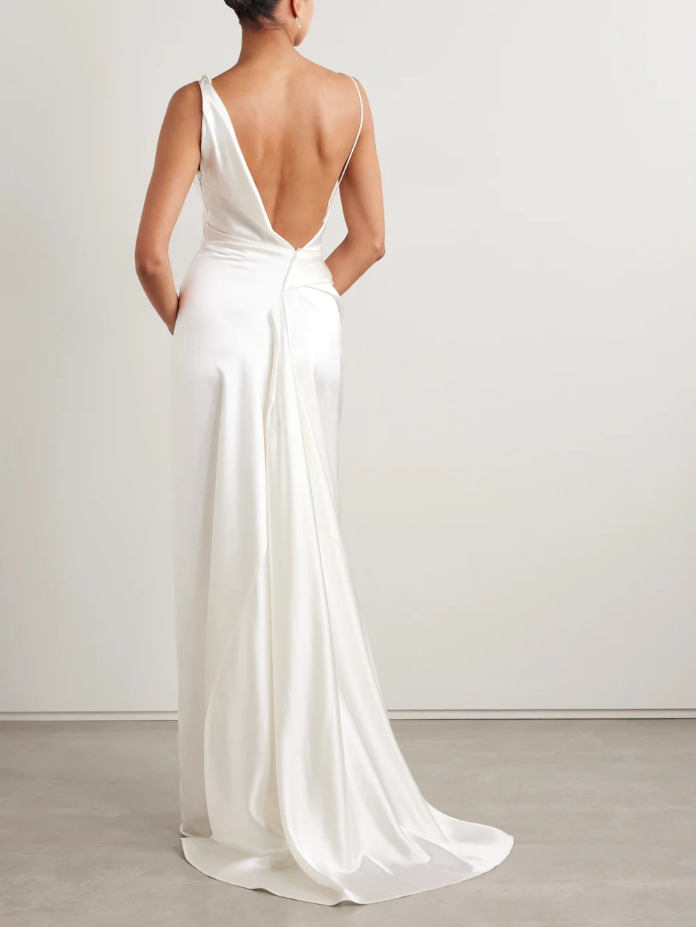 Back view of the Vivienne Westwood Minerva Draped Silk-satin Gown