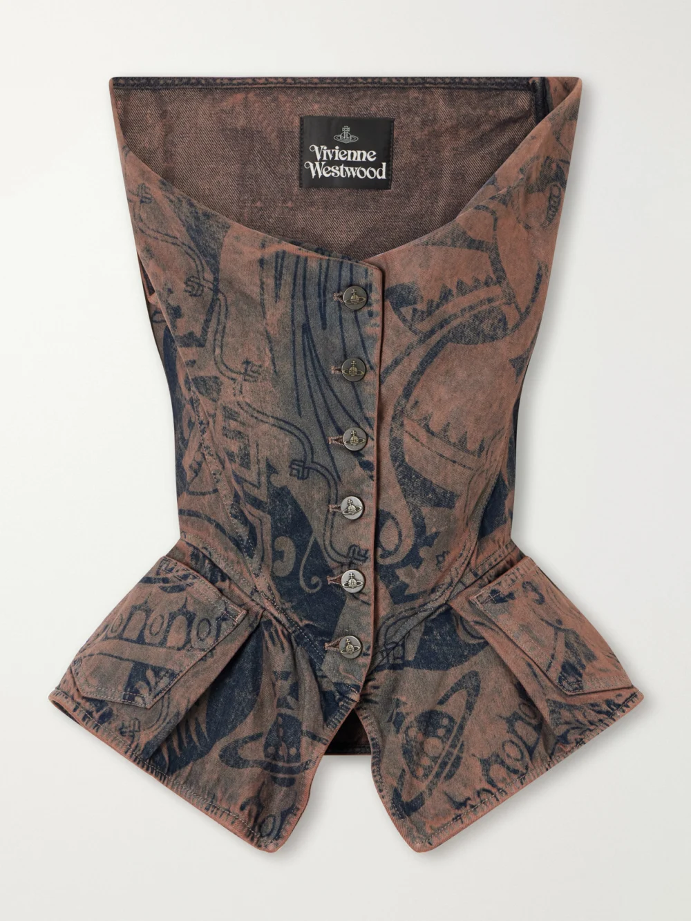 Vivienne Westwood Monday Vest Rinted Organic Denim Corset Top in brown