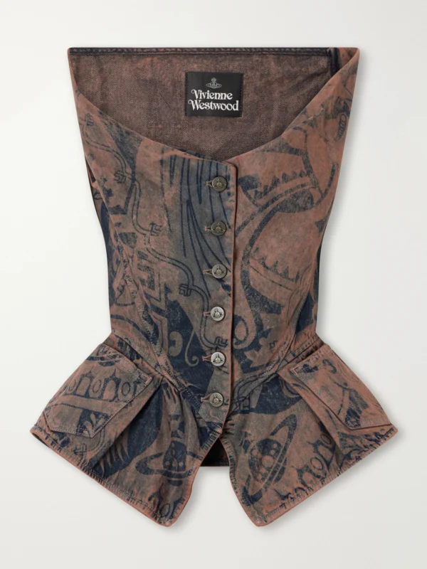 Vivienne Westwood Monday Vest Rinted Organic Denim Corset Top