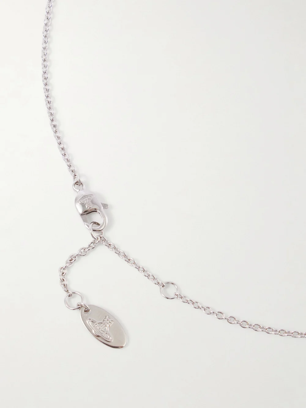 Back view of the Vivienne Westwood Olympia Platinum, Crystal and Pearl Necklace