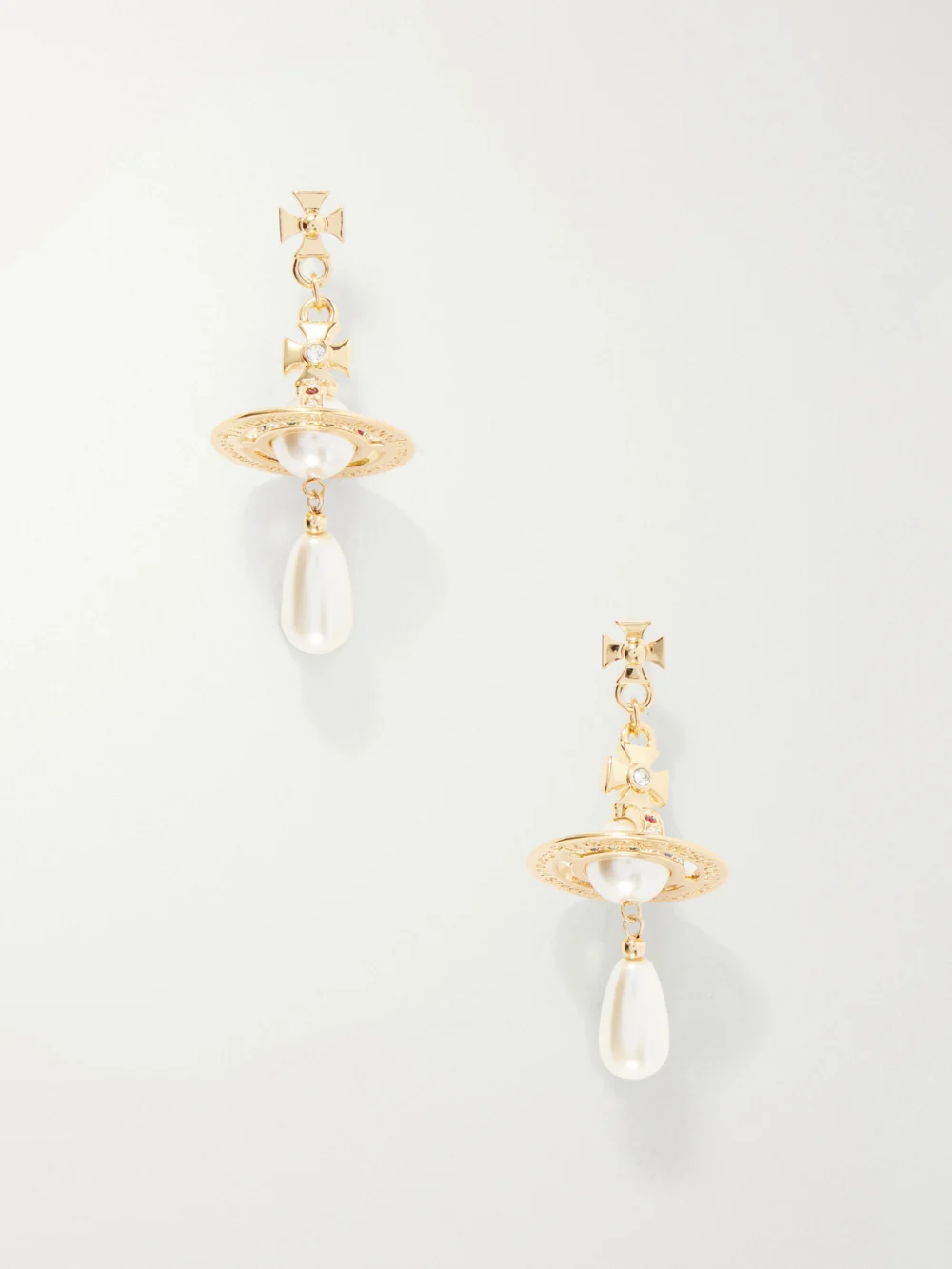 Vivienne Westwood Pearl Drop Crystal-embellished Gold-tone Earrings