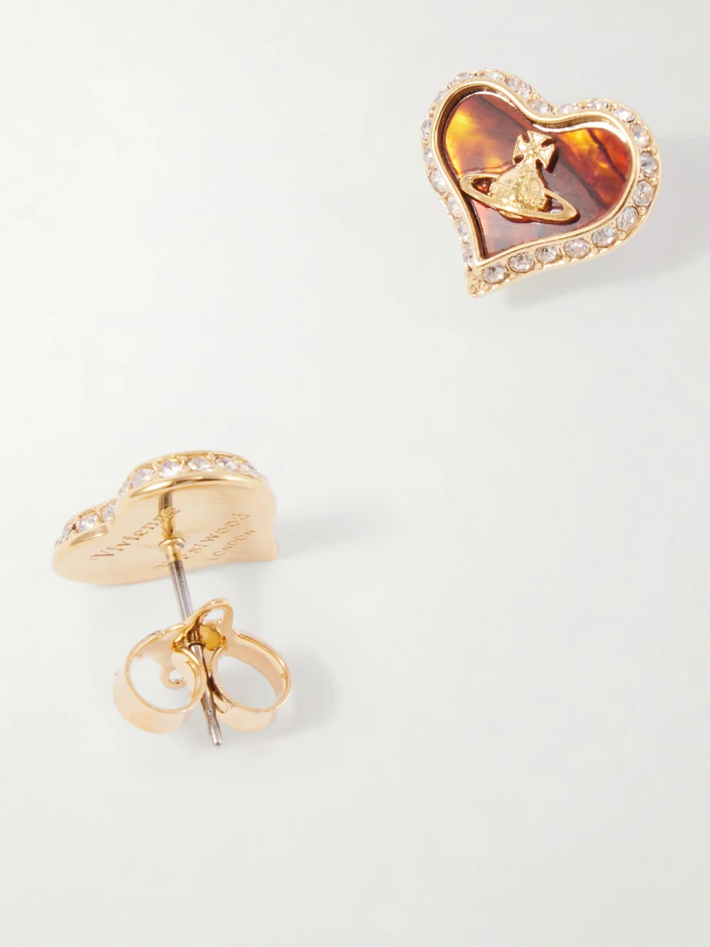 Back view of the Vivienne Westwood Petra Gold-tone, Crystals and Mother-of-pearl Earrings