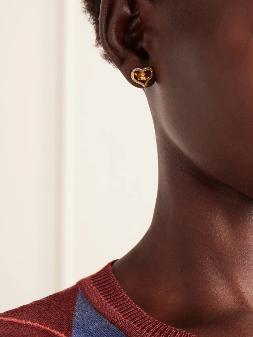 Vivienne Westwood Petra Gold-tone, Crystals and Mother-of-pearl Earrings, styled view