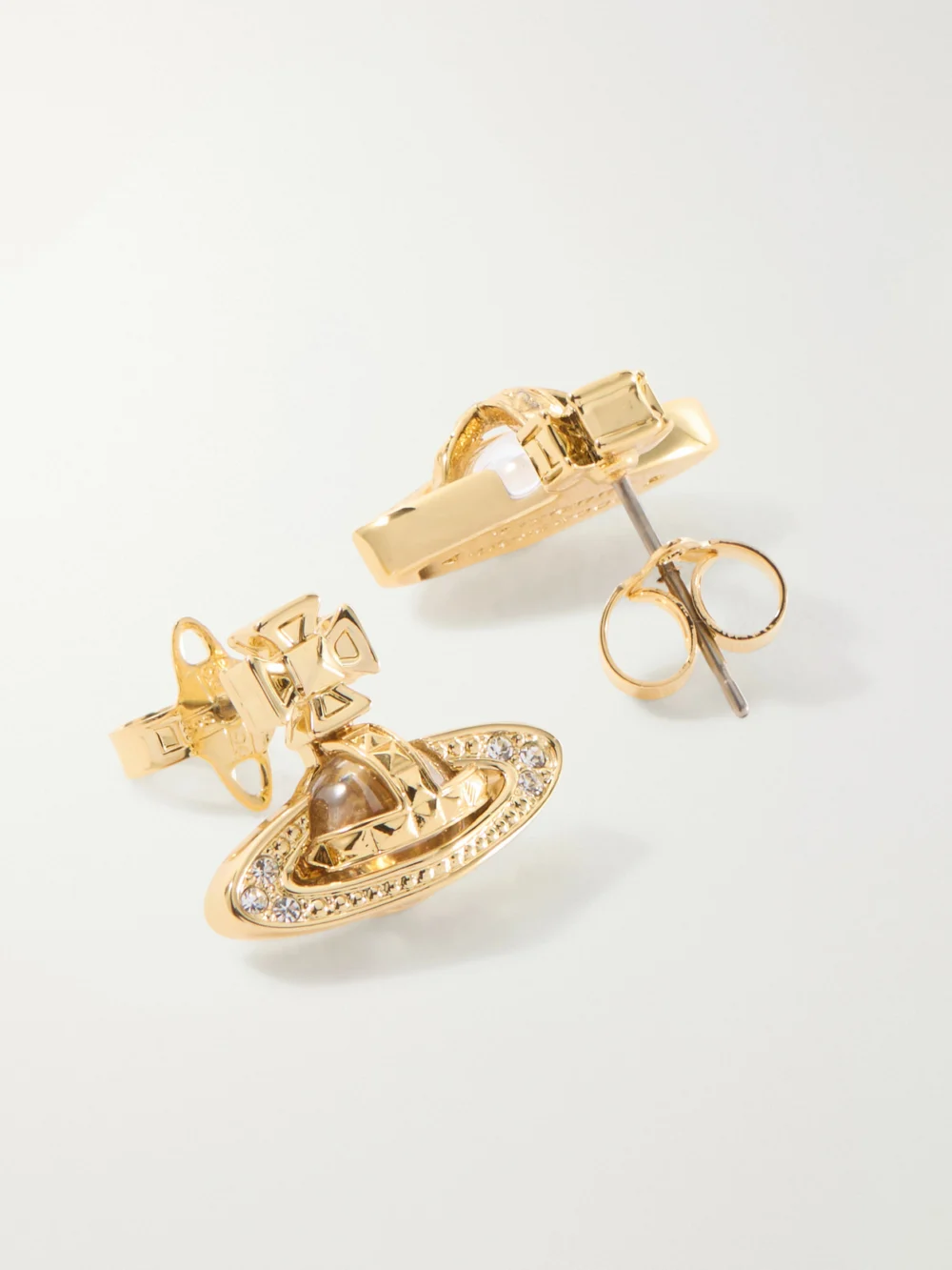 Back view of the Vivienne Westwood Pina Gold-toned Crystal-embellished Earrings