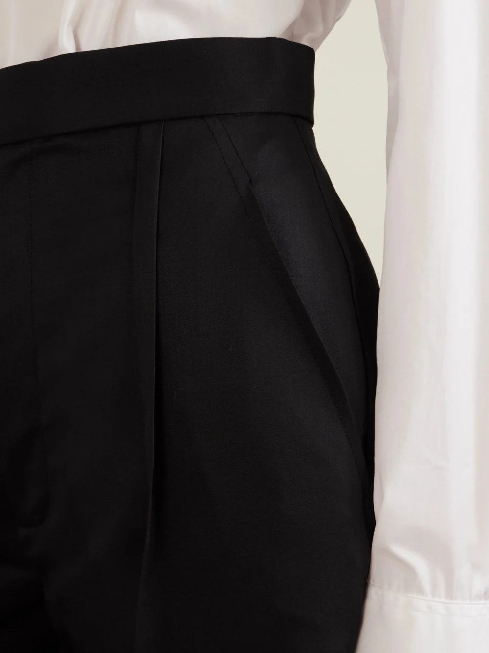 Close-up detail of the Vivienne Westwood Pleated Wool-twill Wide-leg Pants