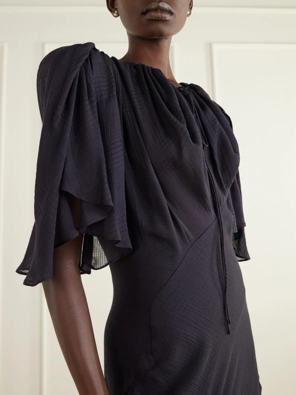 Close-up detail of the Vivienne Westwood Priscilla Modal, Silk and Wool-blend Jacquard Muslin Gown