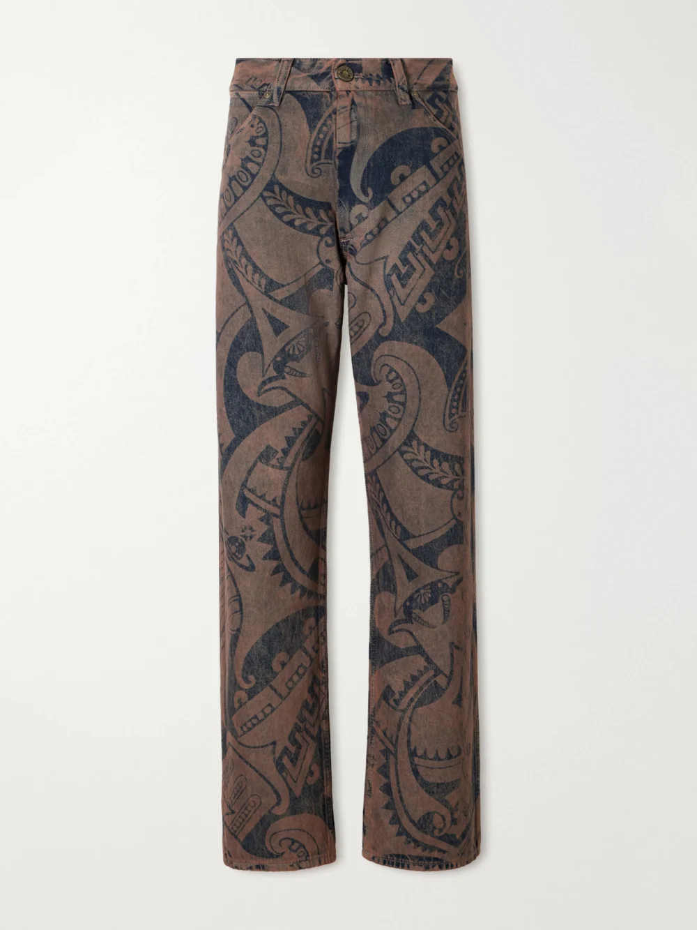 Vivienne Westwood Ranch Printed High-waisted Straight-leg Organic Jeans in brown