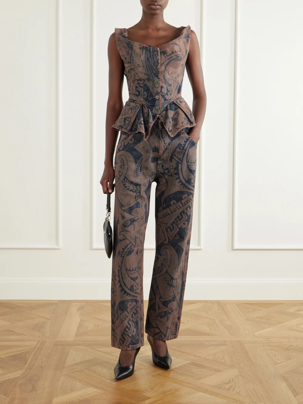 Vivienne Westwood Ranch Printed High-waisted Straight-leg Organic Jeans, worn by a model
