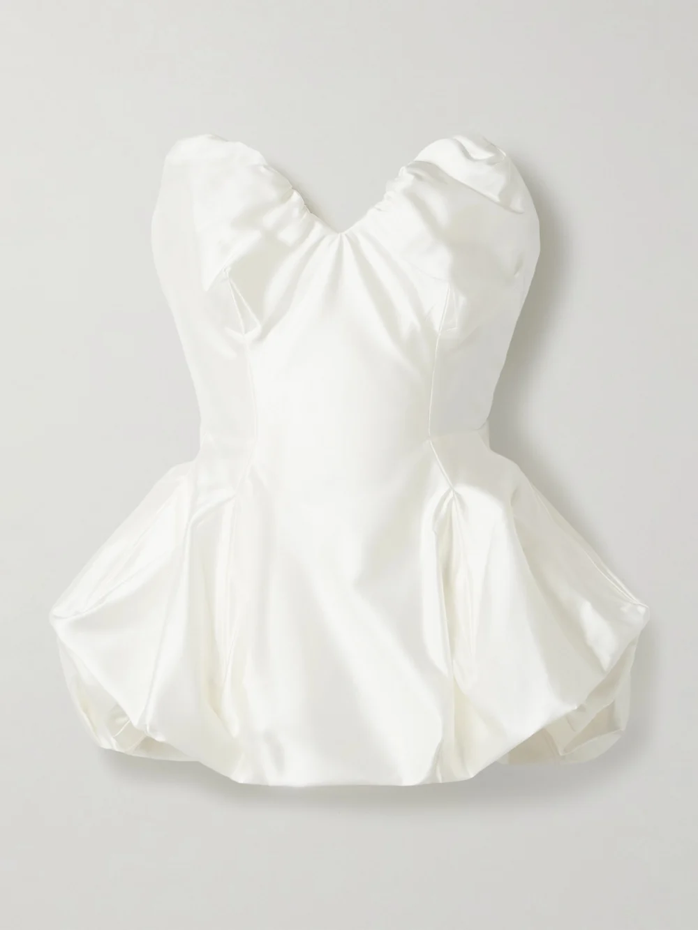 Vivienne Westwood Raven Strapless Gathered Satin Bustier Top in ivory
