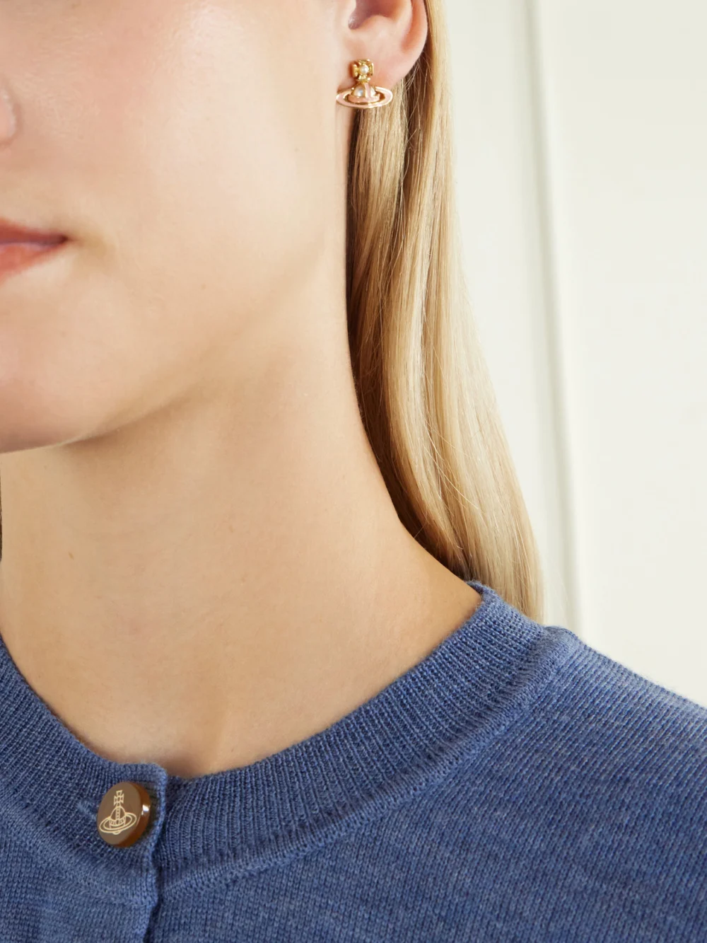 Vivienne Westwood Simonetta Gold-tone Earrings, styled view